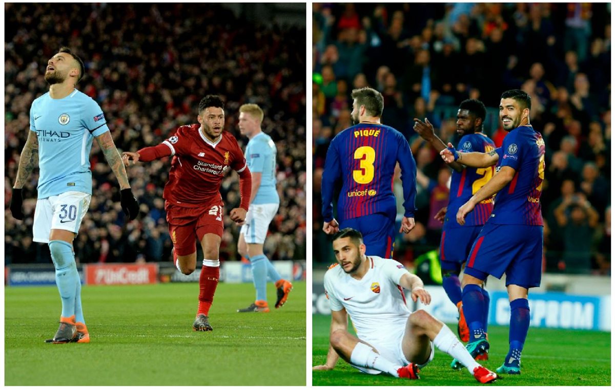 El Manchester City y la Roma intentarán remontar al Liverpool y al FC Barcelona respectivamente. (Foto Prensa Libre: Hemeroteca)