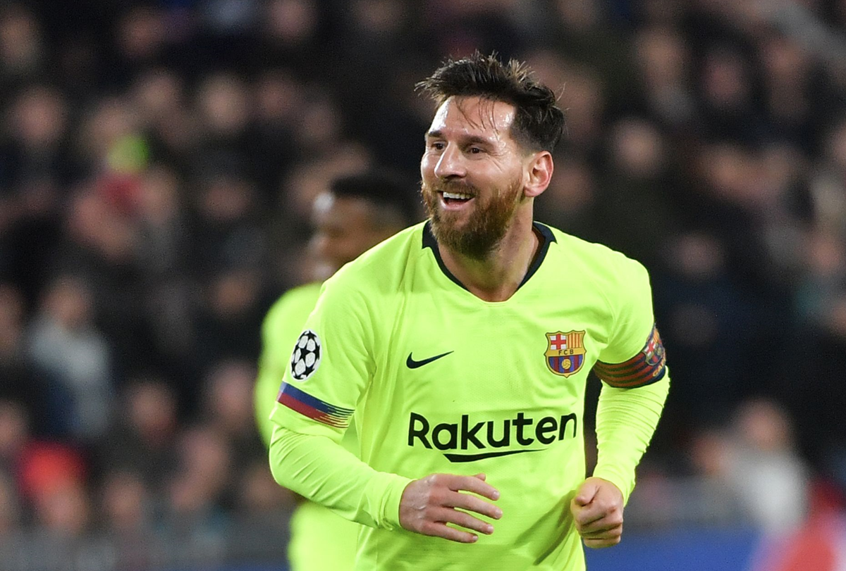 Lionel Messi celebra el primer gol del FC Barcelona contra el PSV. (Foto Prensa Libre: AFP)