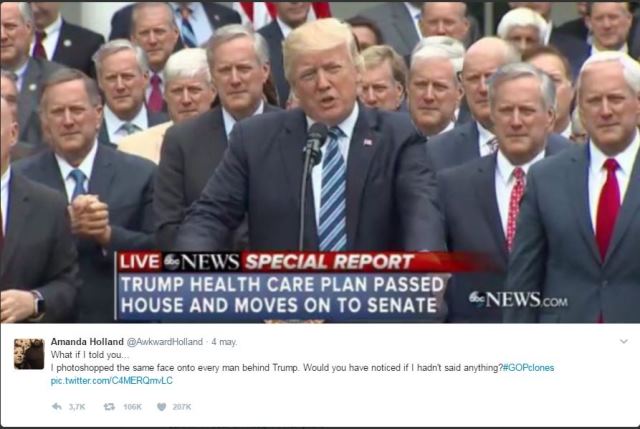 Foto manipulada por usuaria de Twitter.