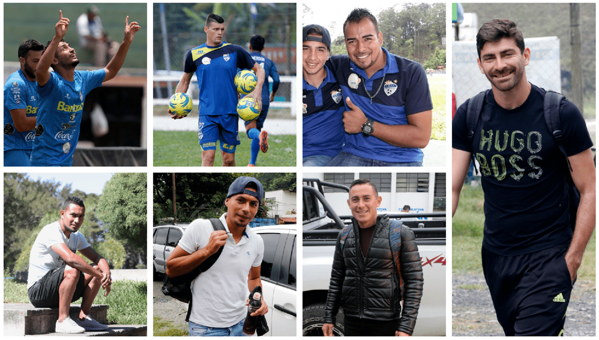 Guerra, Moreira, Castillo, Álvarez, Oliva, Klug y García, fueron subcampeones con Guastatoya, pero ahora defienden a Cobán Imperial. (Foto Prensa Libre: Eduardo Sam Chun)