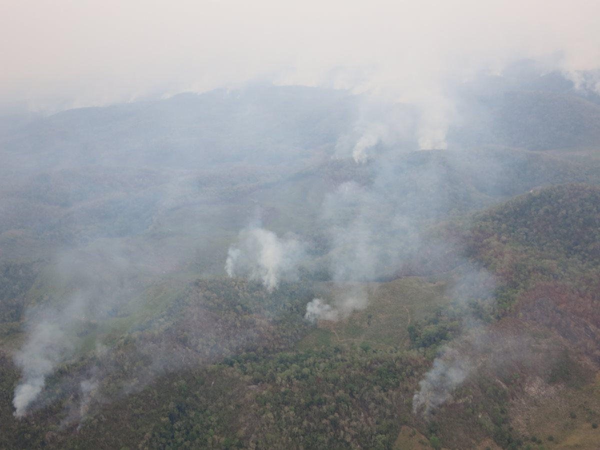 Varios incendios forestalen devastan amplias áreas boscosas de Petén. (Foto Prensa Libre: Rigoberto Escobar)