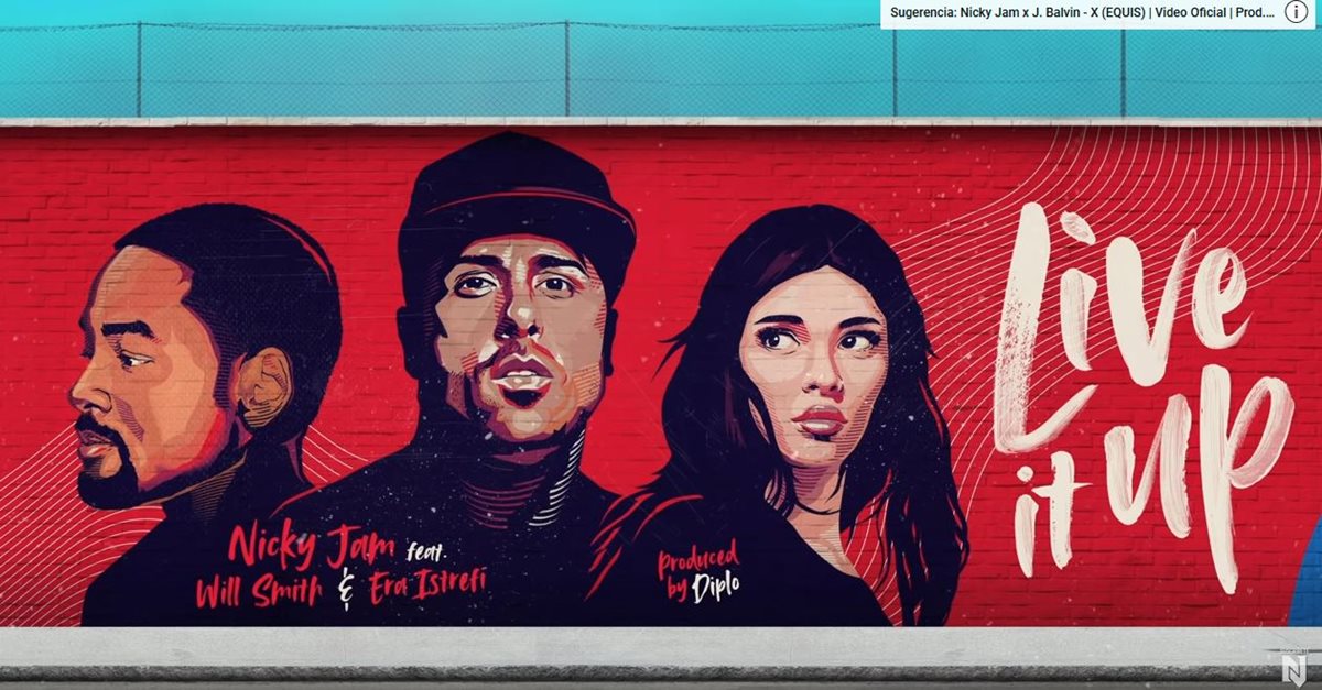 Los estadounidenses Nicky Jam, Will Smith y la rusa Era Istrefi, son los intérpretes de la Live It Up, el tema oficial del mundial. (Foto Prensa Libre: Tomado de youtube)