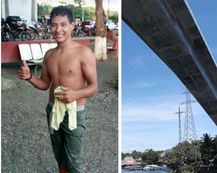 El joven estudiante de 19 años se lanzó del puente sobre el Río Dulce, Izabal, el domingo último. (Foto Prensa Libre: Facebook Yoshi Martínez Edinson López)