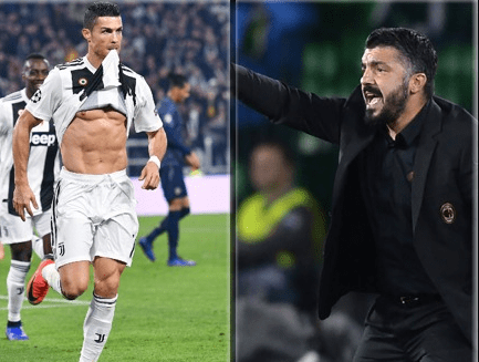 CR7 y Gattuso se vuelven a ver las caras después de 11 años. (Foto prensa Libre: EFE y AFP)