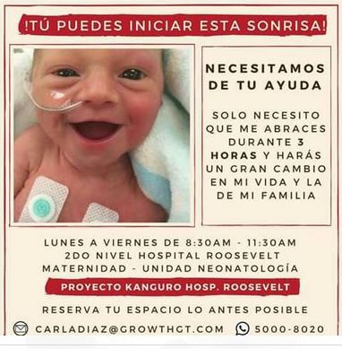 Esta es la imágen que circula en redes sociales y con la que se invita a ser parte del programa Canguro, pero no está avalado por el Hospital Roosevelt. (Foto Prensa Libre)