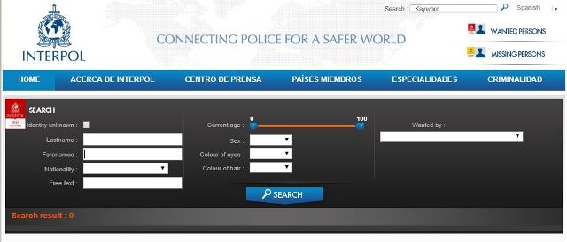 Las alertas de Alba Elvira Lorenzana Cardona y Luis Alberto Mendizábal Barrutia no aparecen en la página de Interpol. (Foto Prensa Libre: Tomada de la página de Interpol)