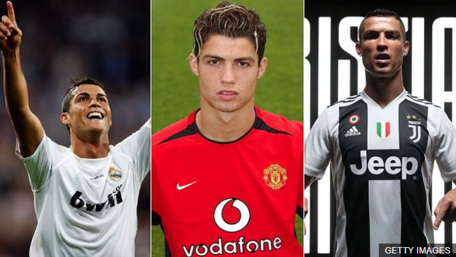 Han pasado 15 años desde el Ronaldo que llegó a Manchester y el que asumió el desafío del Juventus. (Foto Prensa Libre: BBC News Mundo)