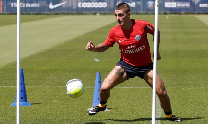 El mediocampista italiano Marco Verratti se integró hoy a los entrenamientos del PSG. (Foto Prensa Libre: cortesía PSG)