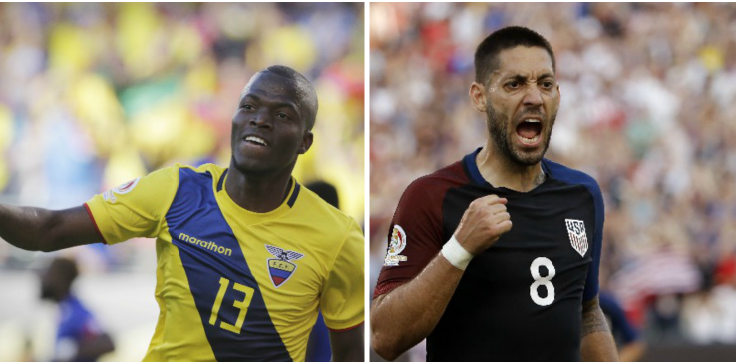 Enner Valencia, izquierda, y Clint Dempsey, serán los rivales por el pase a cuartos de final. (Foto Prensa Libre: AP)