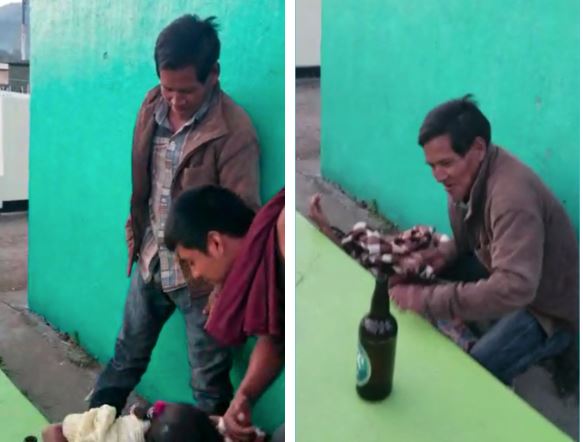 Estos hombres son grabados mientras ultrajan a una mujer en el cementerio de Uspantán, Quiché. (Foto Prensa Libre: Héctor Cordero)