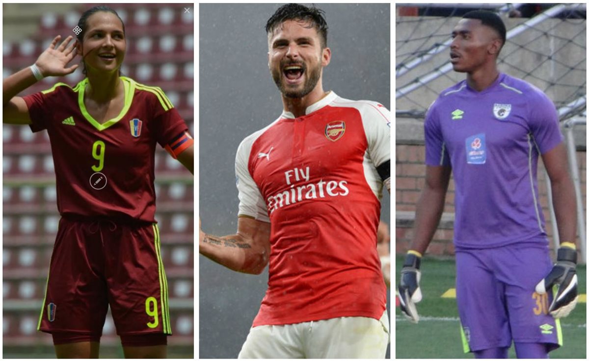 La venezolana Deyna Castellanos, el francés Olivier Giroud y el sudafricano Oscarine Masuluke son los nominados al mejor gol del año. (Foto Prensa Libre: Hemeroteca PL)