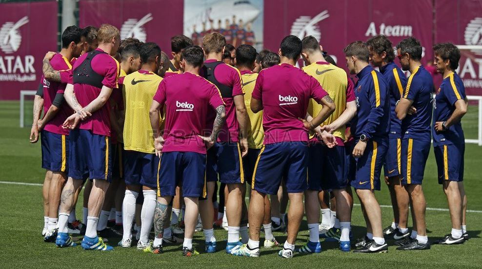 EL FC Barcelona trabajó esta mañana por última vez antes del partido de la final de la Copa del Rey contra el Sevilla. (Foto Prensa Libre: FC Barcelona)