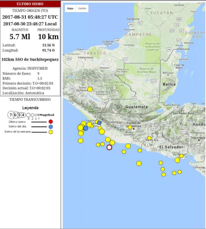 Sismo sensible en Guatemala. (Foto Prensa Libre: Insivumeh)