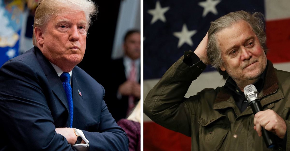 Donald Trump y su exasesor Steve Bannon mantienen una distancia por polémicas revelaciones que serán publicadas en libro la próxima semana. (Foto Prensa LIbre: AFP)