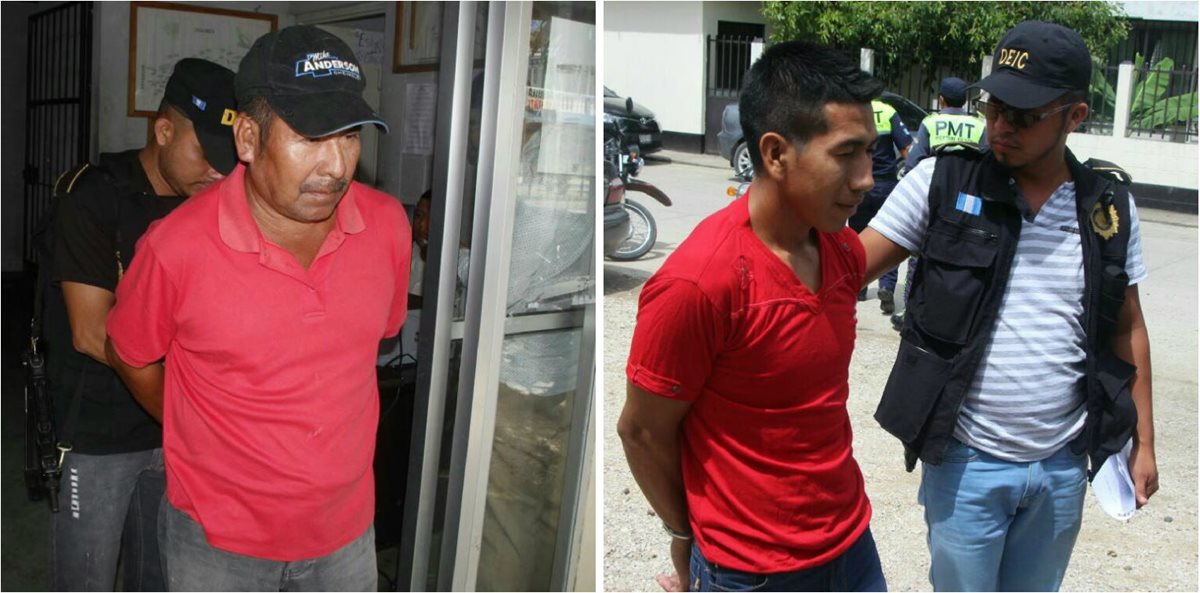 Antonio Chocoj y su hijo, Nery Chocoj, fueron apresados en San Luis, Petén. (Foto Prensa Libre: Rigoberto Escobar)