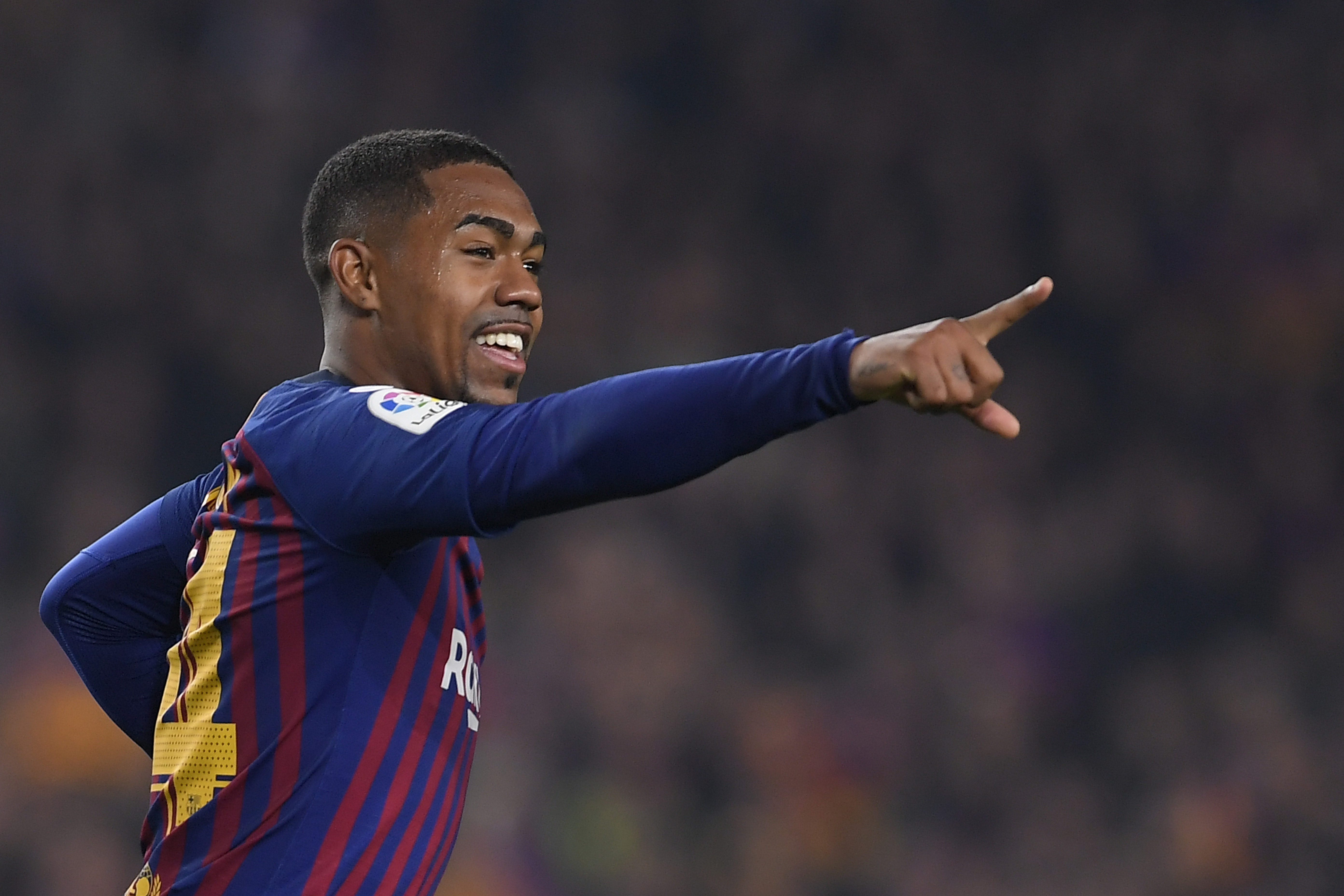 Malcom anotó el gol del empate en la ida de las semifinales de la Copa del Rey entre el Barcelona y el Real Madrid. (Foto Prensa Libre: AFP)