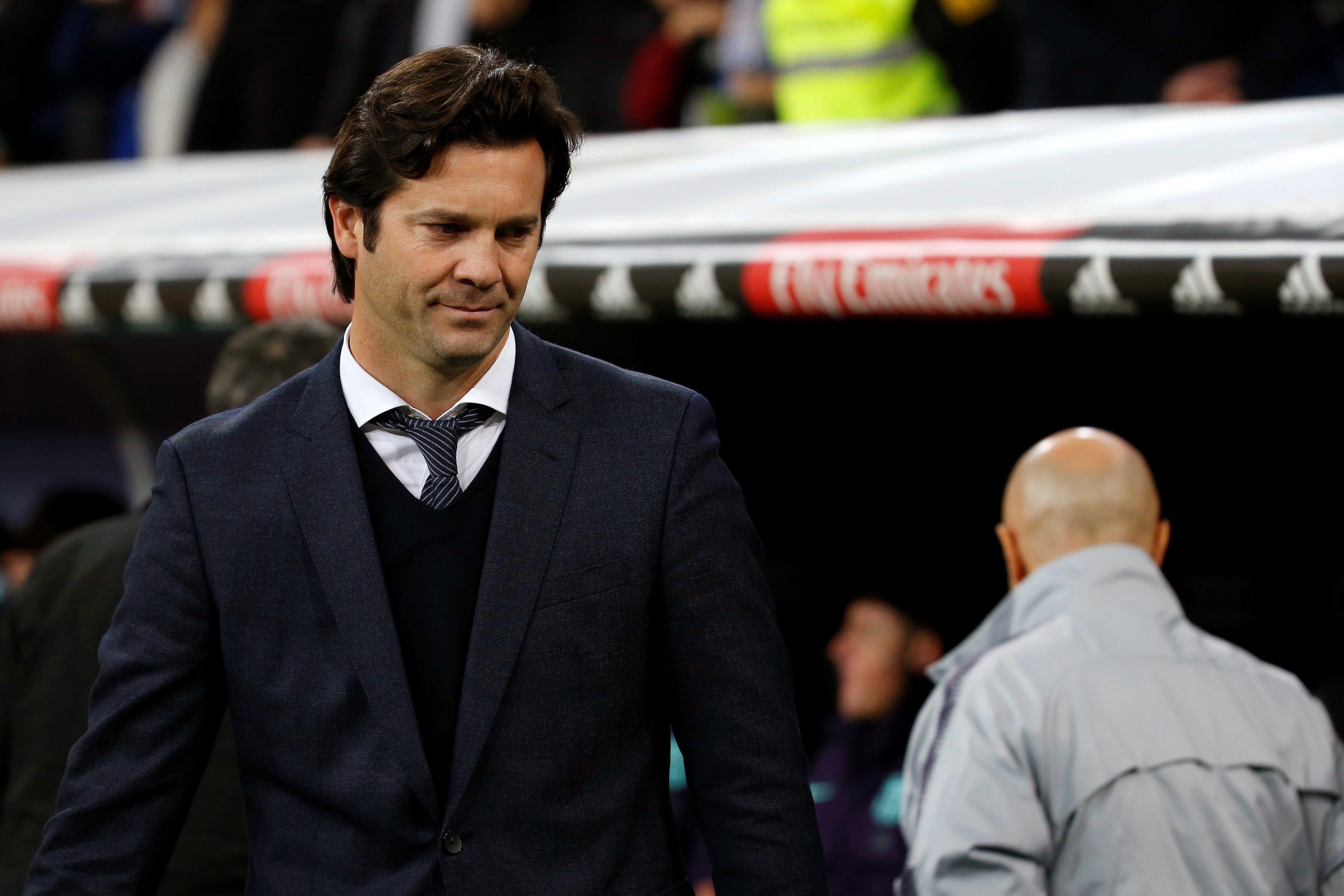 El entrenador del Real Madrid Santiago Solari durante el partido de vuelta de semifinales de la Copa del Rey. (Foto Prensa Libre: EFE)