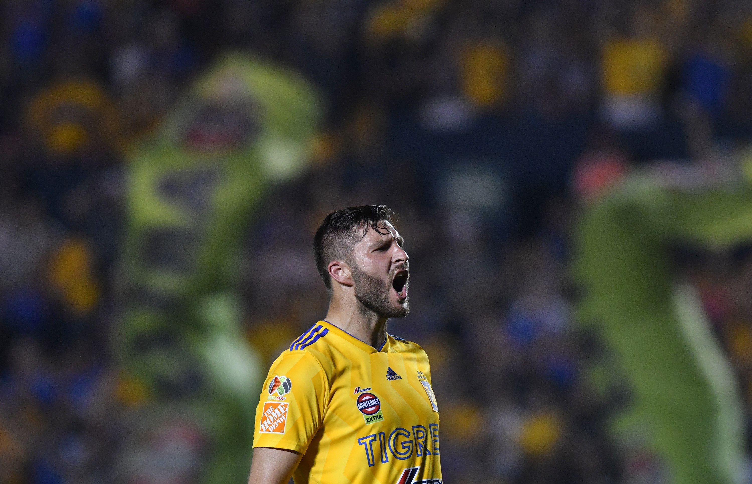 Gignac festeja después de anotar contra Necaxa. (Foto Prensa Libre: EFE)