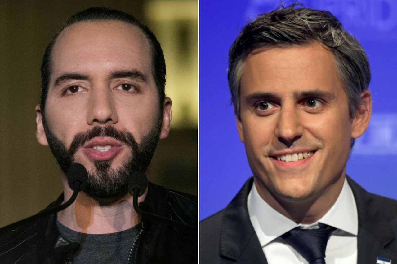 El exalcalde Nayib Bukele (izquierda) y el empresario Juan Calleja podrían protagonizar un balotaje en El Salvador, según las encuestas. (Foto Prensa Libre: AFP)