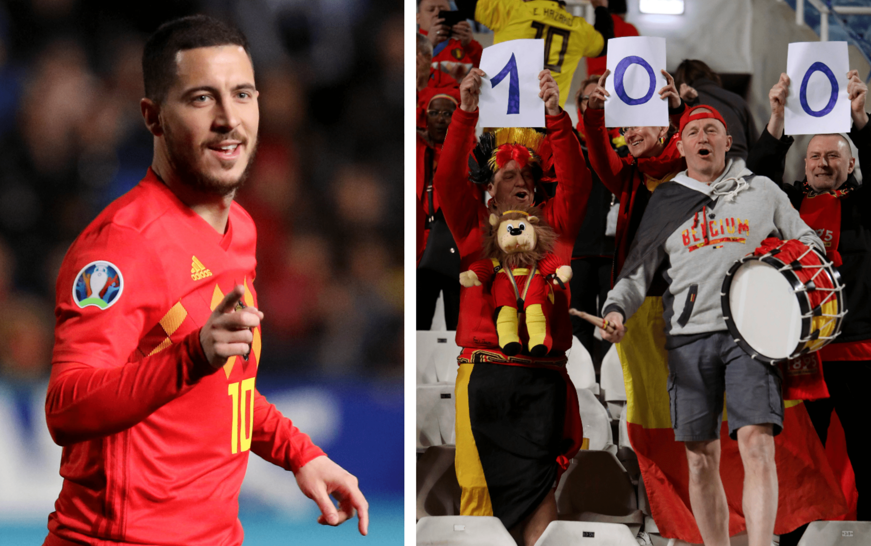 Eden Hazard llegó a cien partidos con la selección de Bélgica. (Foto Prensa Libre: AFP)