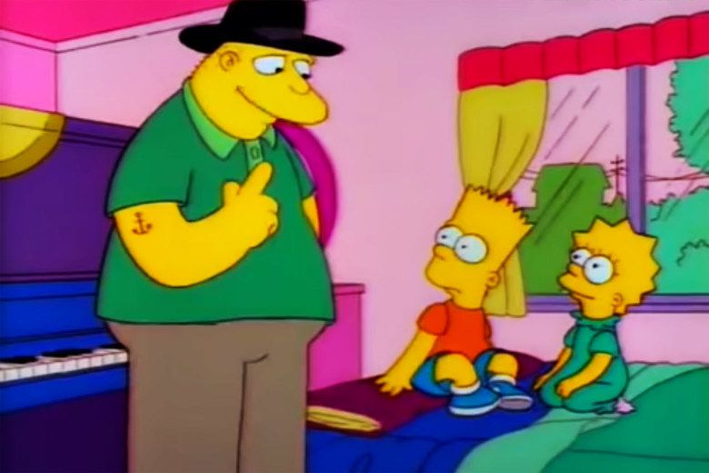 Leon Kompowsky, un personaje en Los Simpson que aseguraba ser Michael Jackson, junto a Bart y Lisa (Foto Prensa Libre: The Simpons / Fox).