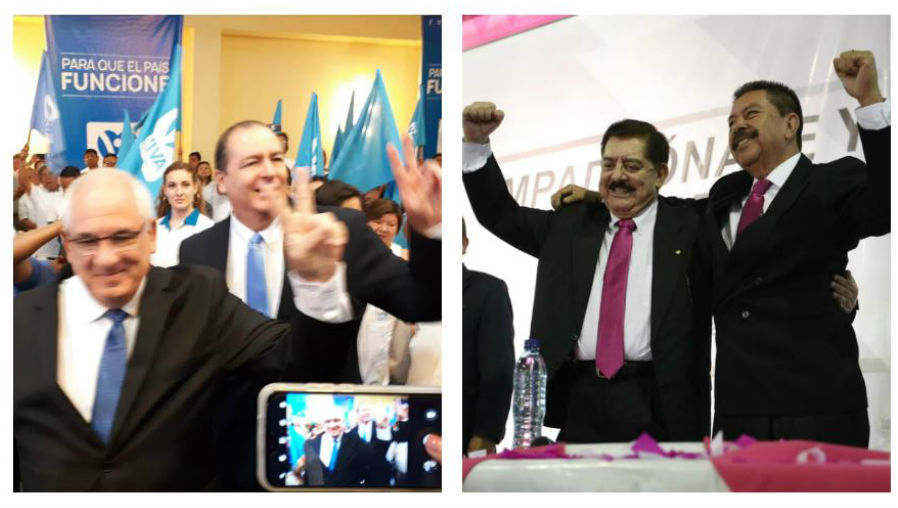 Los partidos Viva y Avanza presentaron al binomio presidencial que los representará en los próximos comicios. (Foto Prensa Libre: Juan Diego González y Carlos Hernández)
