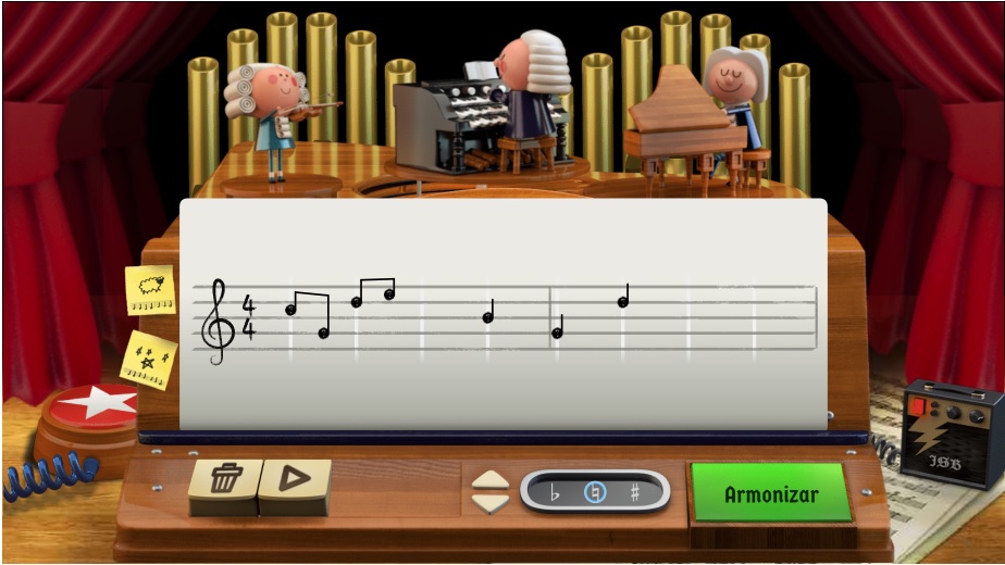 Google presentó este martes su primer doodle que trabaja con IA, el cual le permite al usuario crear melodías al estilo de Johann Sebastian Bach. (Foto Prensa Libre: Google)