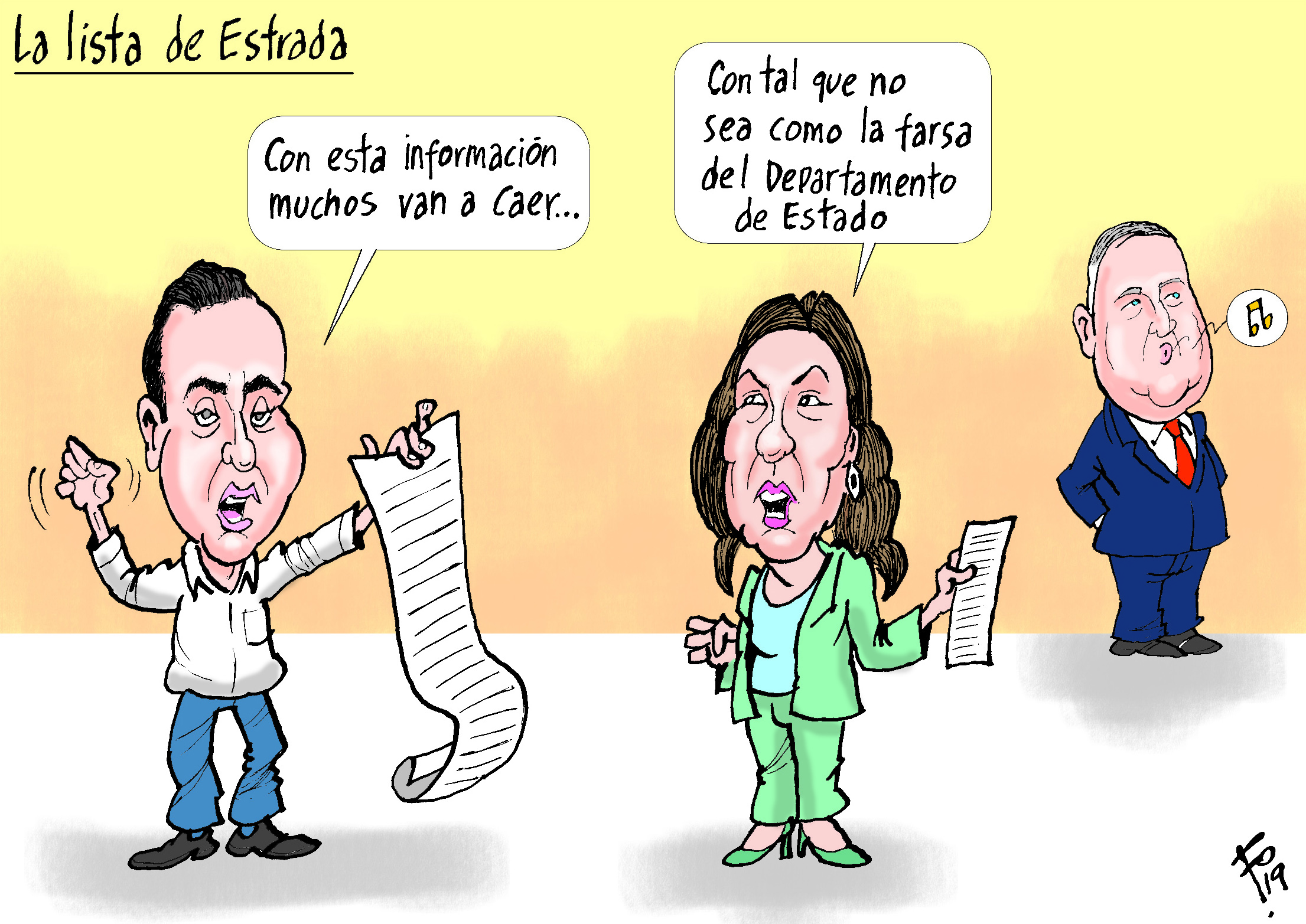 Personajes: Mario Estrada Ruano, Norma Torres y Mike Pompeo.