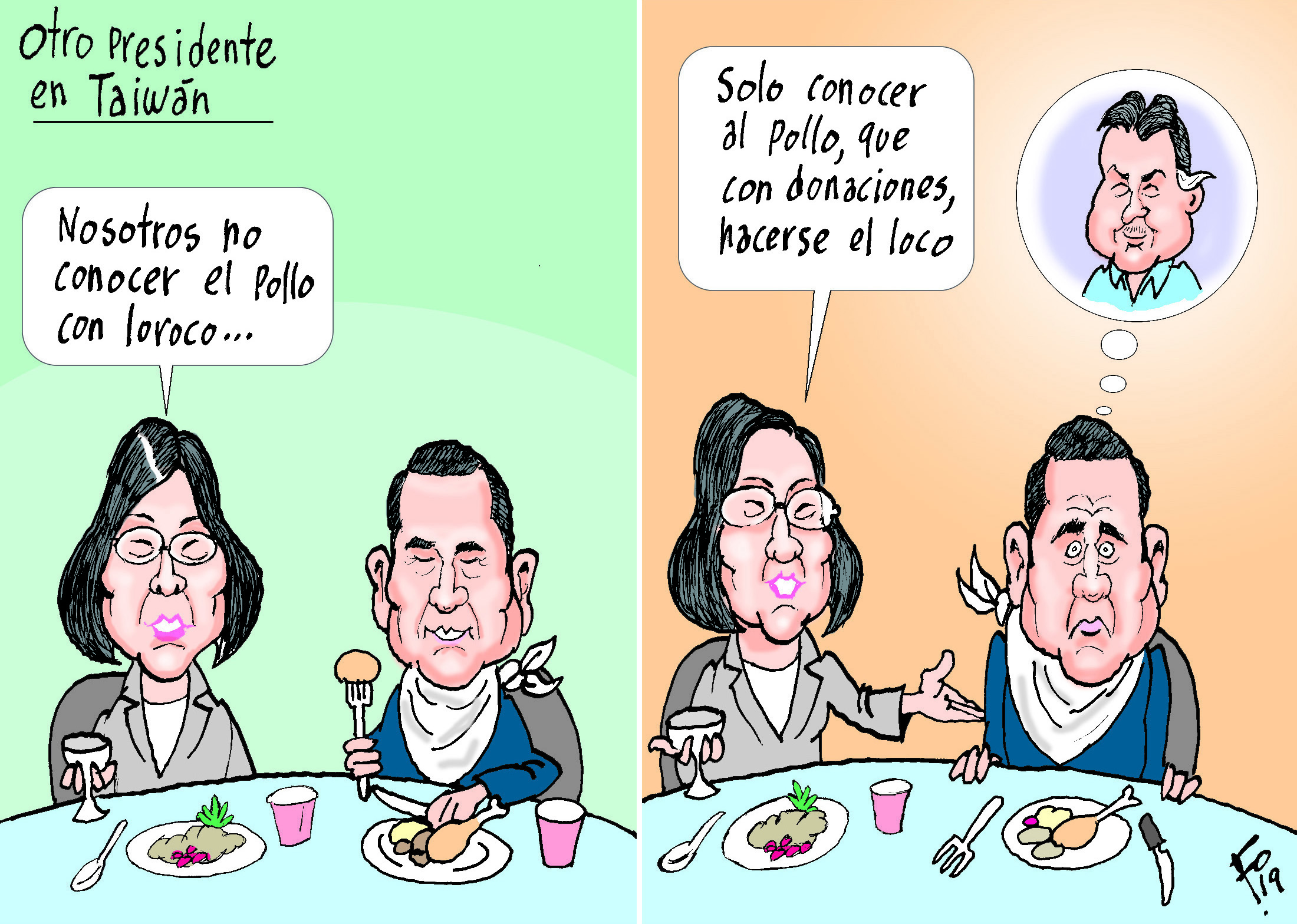 Personajes: Tsai Ing-wen, Jimmy Morales y Alfonso Portillo.