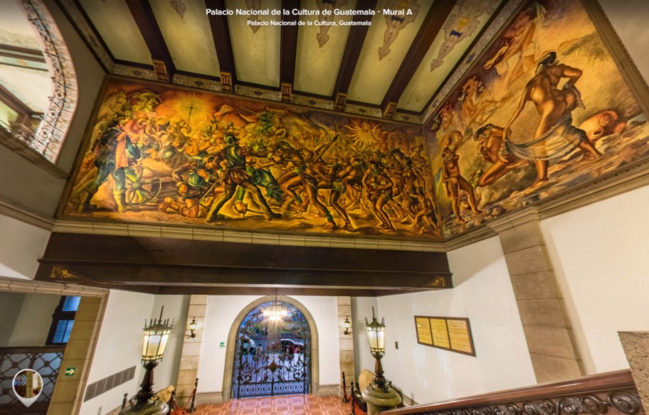 Los murales de Alfredo Gálvez Suárez se pueden ver a detalle en el recorrido virtual del Palacio Nacional. Foto: Prensa Libre