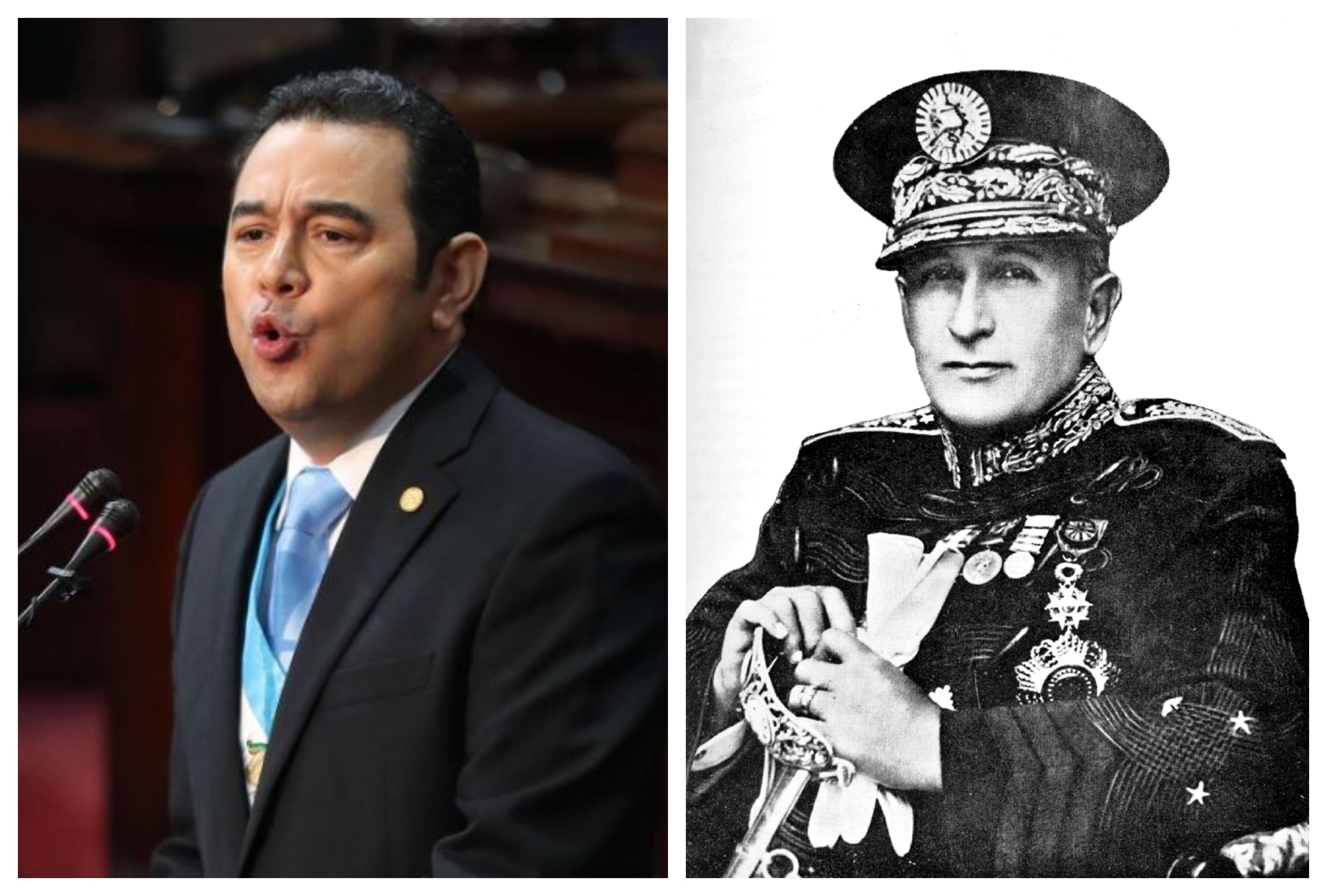 Presidente Jimmy Morales y el expresidente Jorge Ubico (1931-1944).