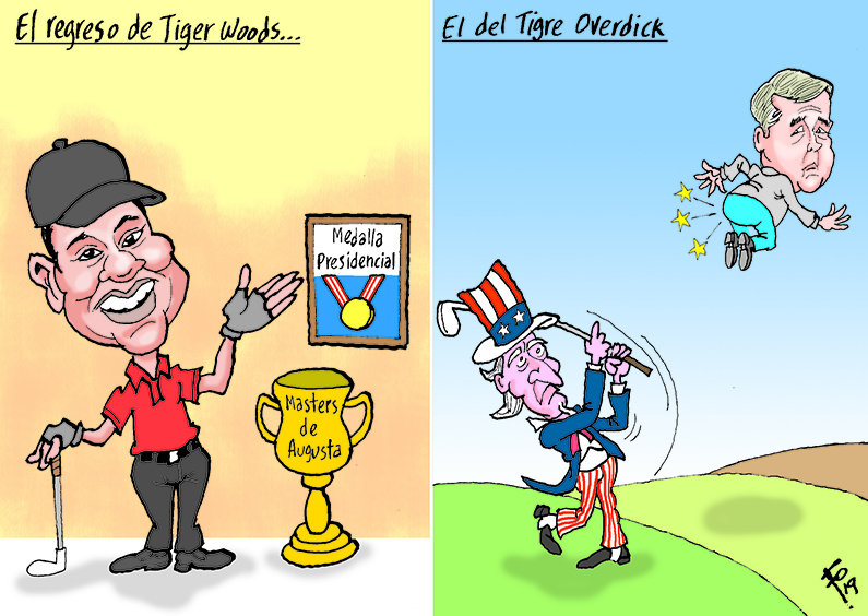 Eldrick Woods y Walter Overdick.