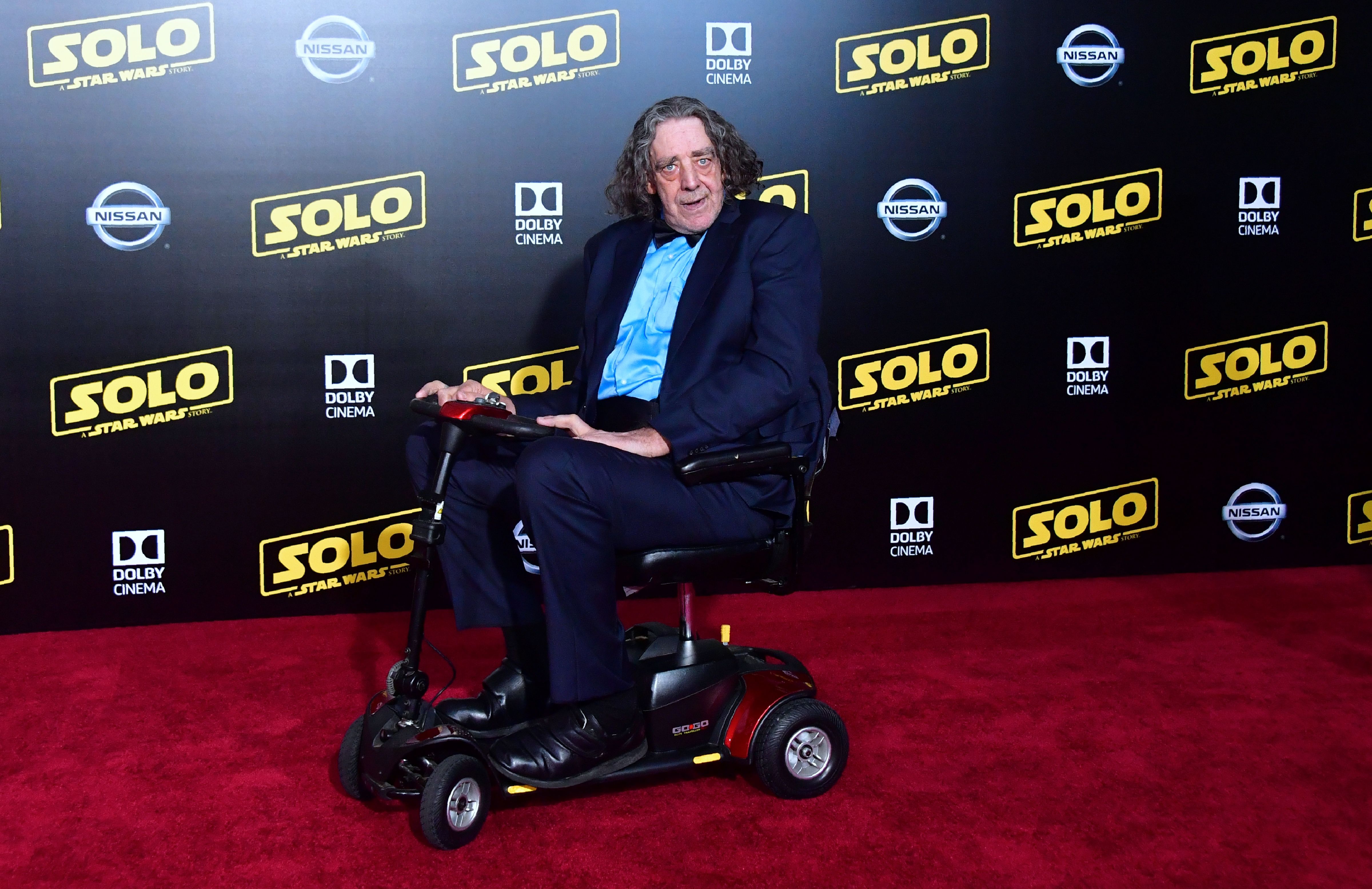 Peter Mayhew, para el estreno de Solo: A Star Wars Story, en mayo de 2018 (Foto Prensa Libre: AFP).