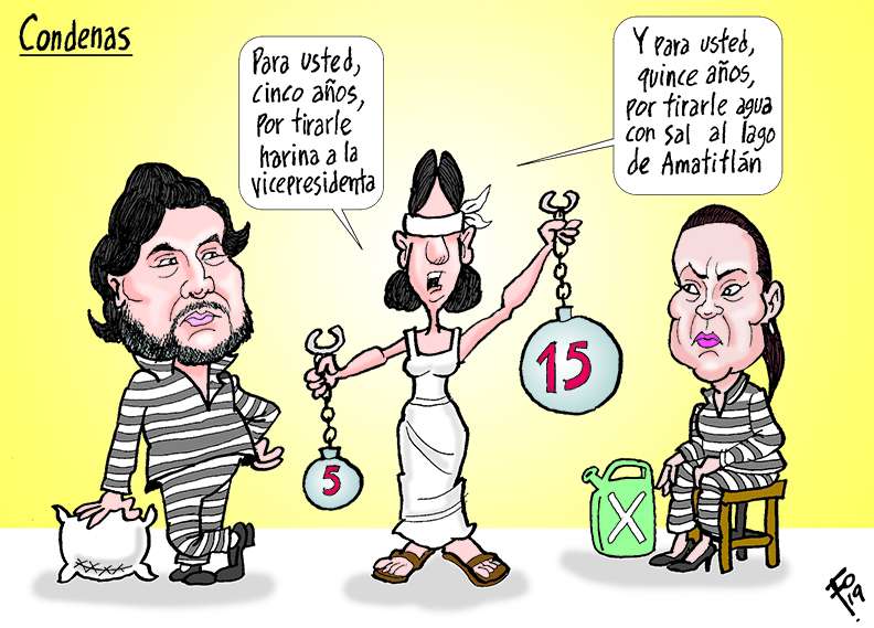 Personajes: Karlos de León y Roxana Baldetti.