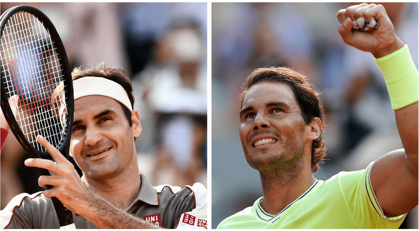 Los mejores exponentes del tenis, Roger Federer y Rafael Nadal se medirán en las semifinales de Roland Garros. (Foto Prensa Libre: AFP)