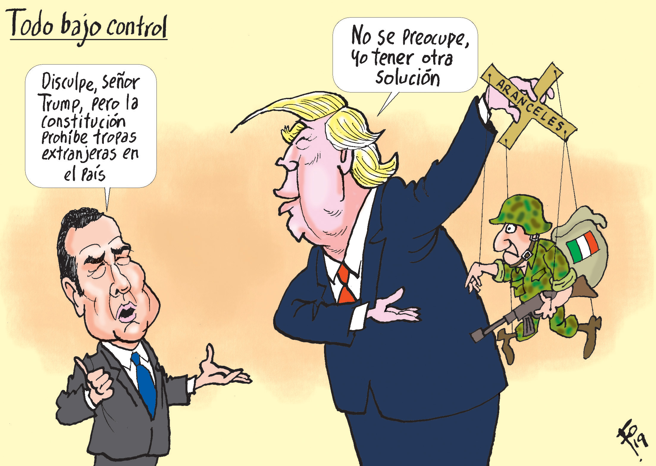 Personajes: Jimmy Morales y Donald Trump.