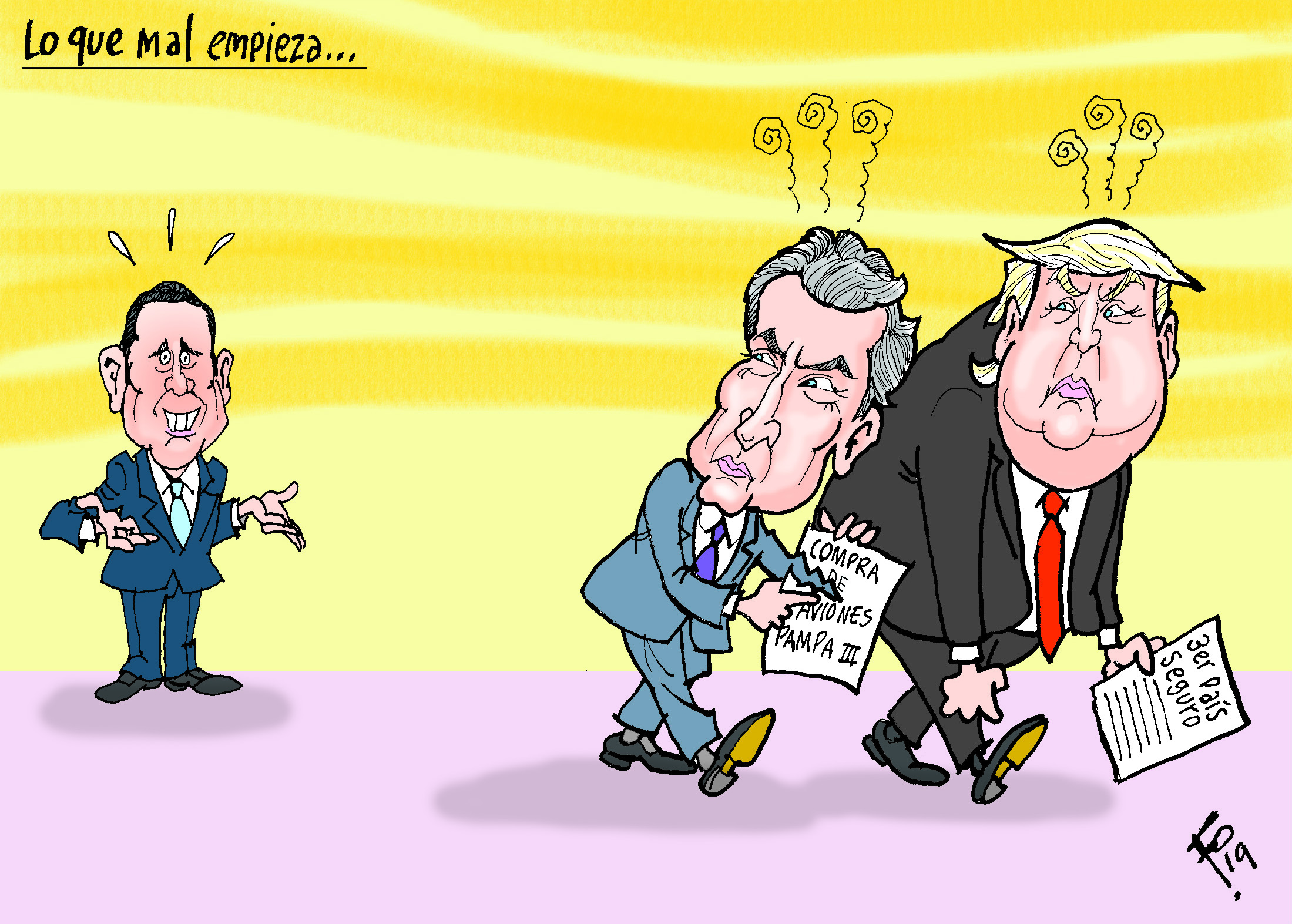 Personajes: Jimmy Morales, Mauricio Macri y Donald Trump.