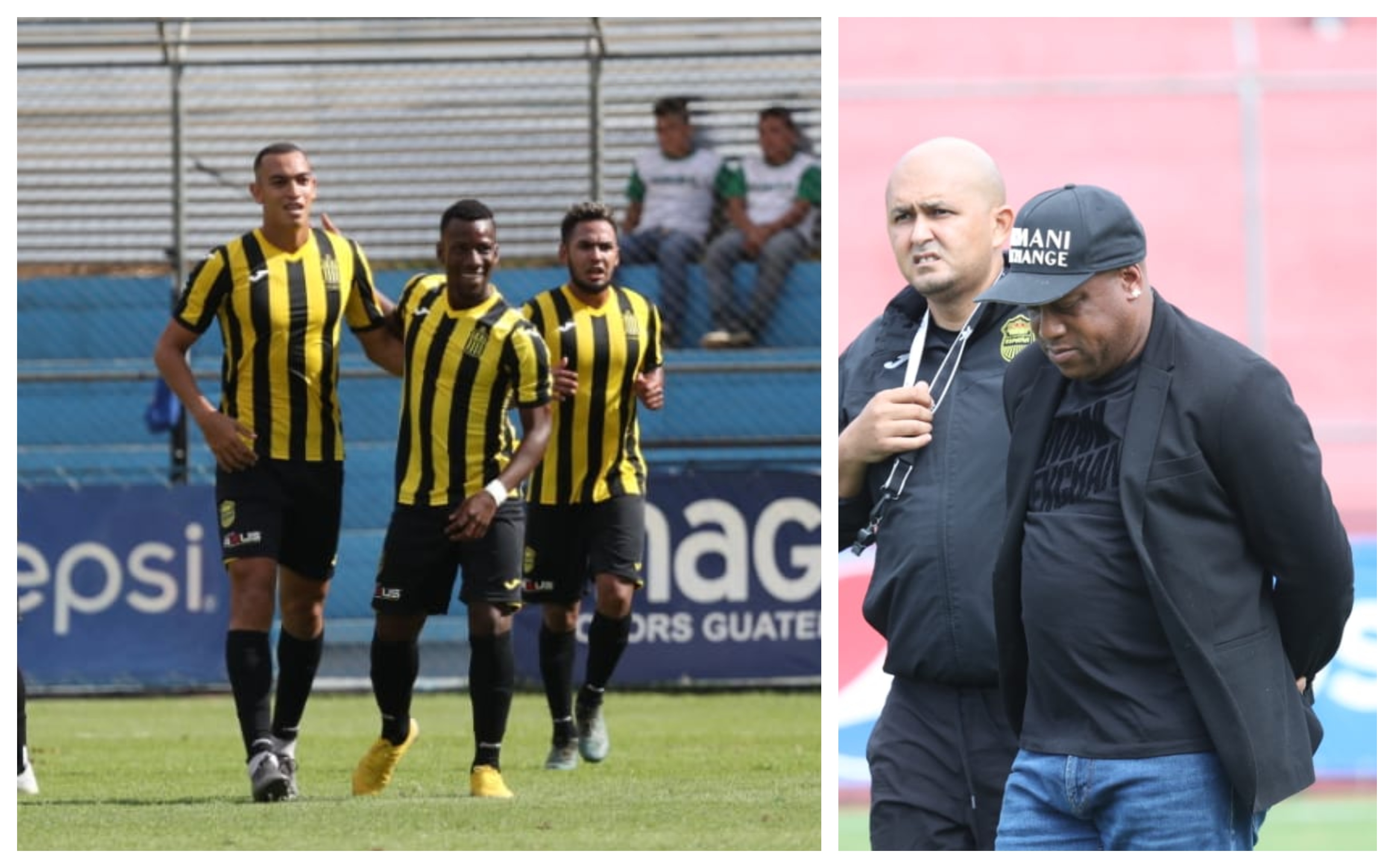 Los jugadores del cuadro hondureño celebraron en El Trébol. (Foto Prensa Libre: Francisco Sánchez)