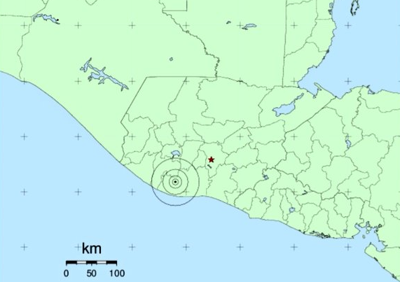 Zona epicentral del sismo. (Foto Prensa Libre: Insivumeh).