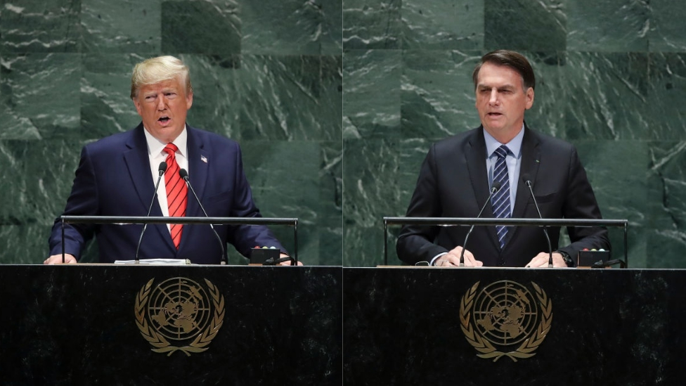 Donald Trump y Jair Bolsonaro realizaron los primeros discursos de la Asamblea General de la ONU. Foto: Getty Images