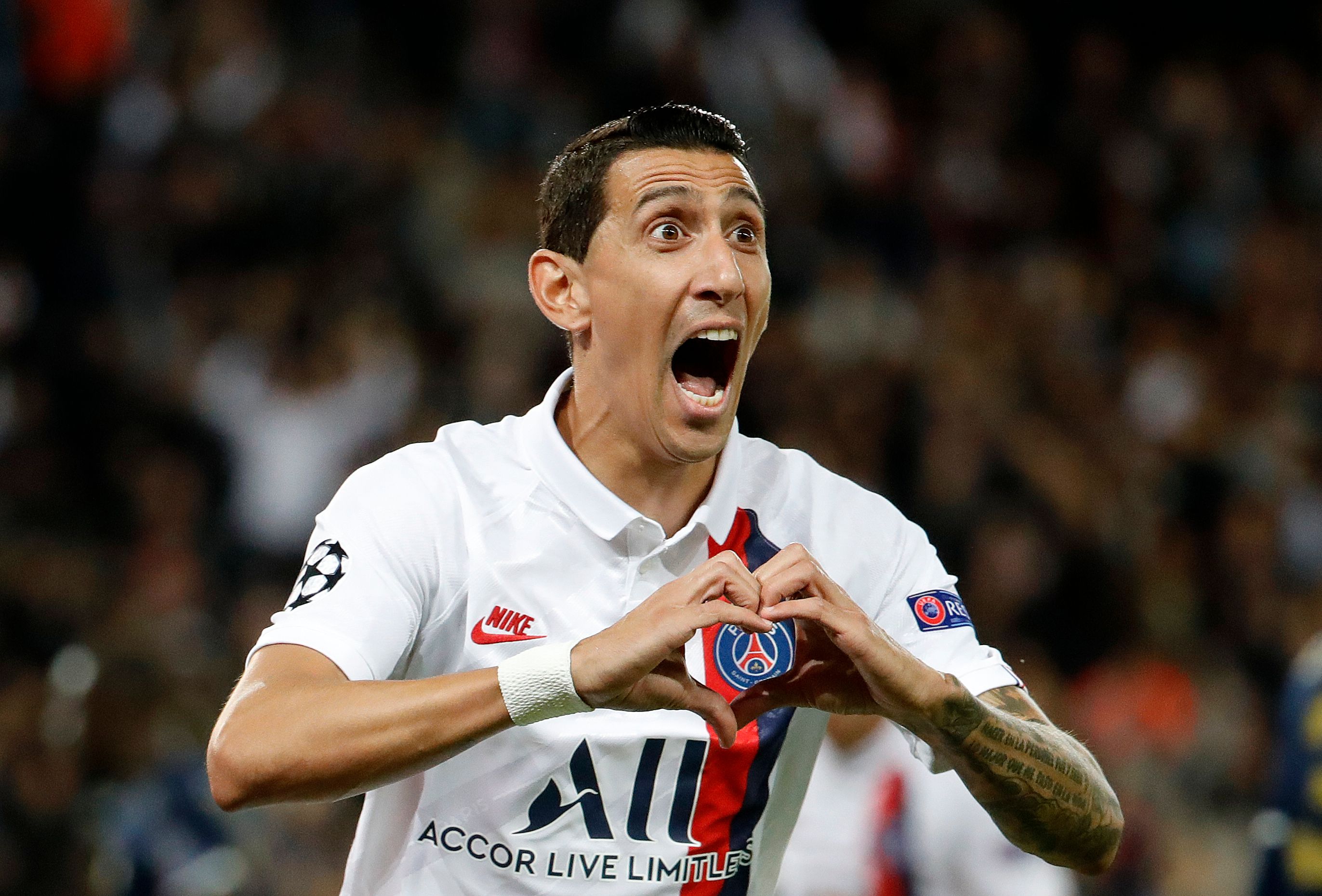 Di María festejó doble frente al Real Madrid. (Foto Prensa Libre: AFP)