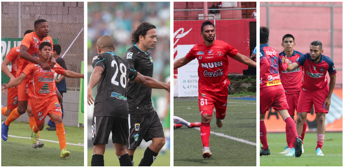 Pedro Altán, Agustín Herrera, Wilber Pérez y Edi Danilo Guerra, se lucieron con dobletes en la fecha 9. (Foto Prensa Libre: Norvin Mendoza y Raúl Juárez)