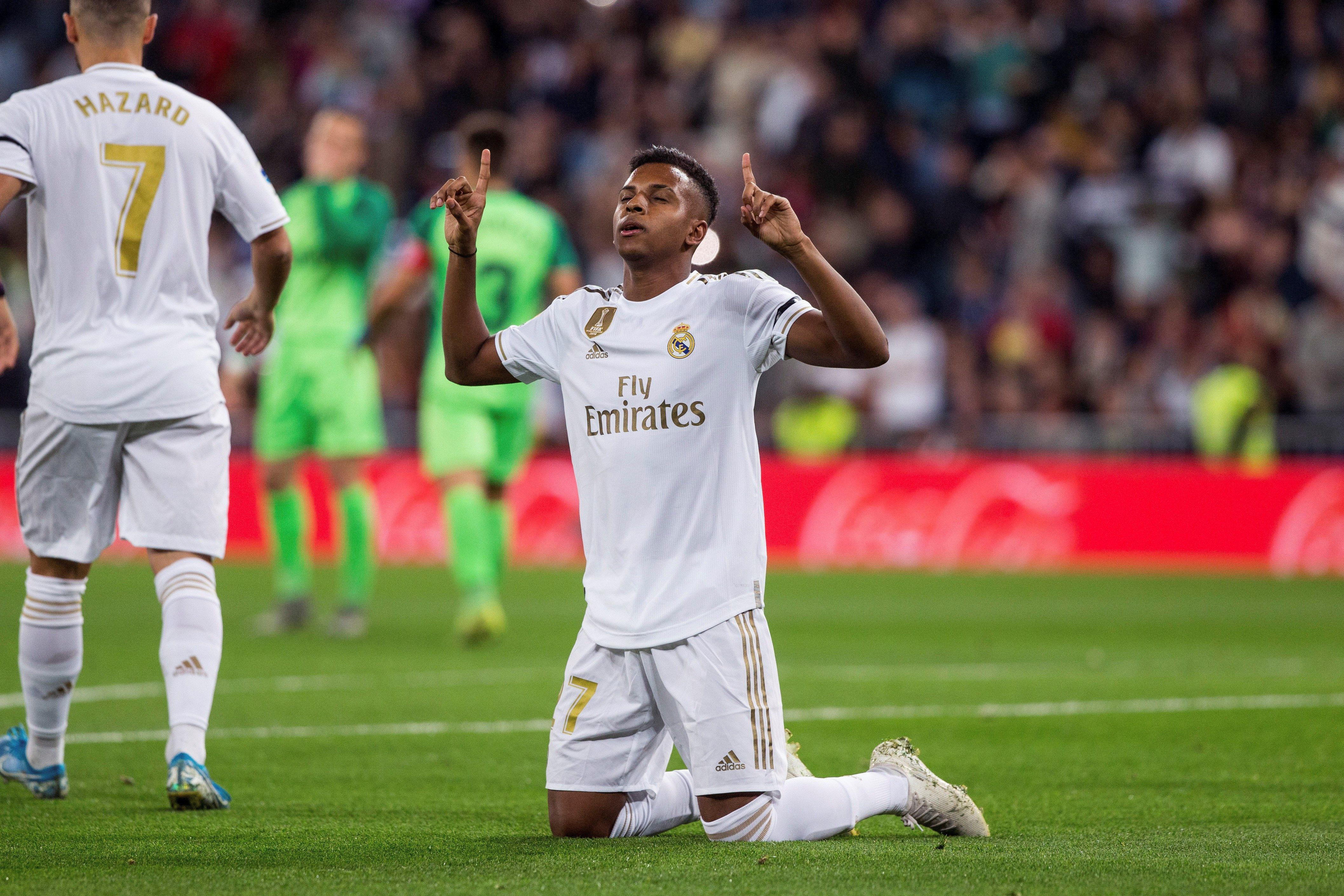 El delantero brasileño del Real Madrid Rodrygo Goes  es una de las joyas del equipo merengue. (Foto Prensa _Libre: EFE)