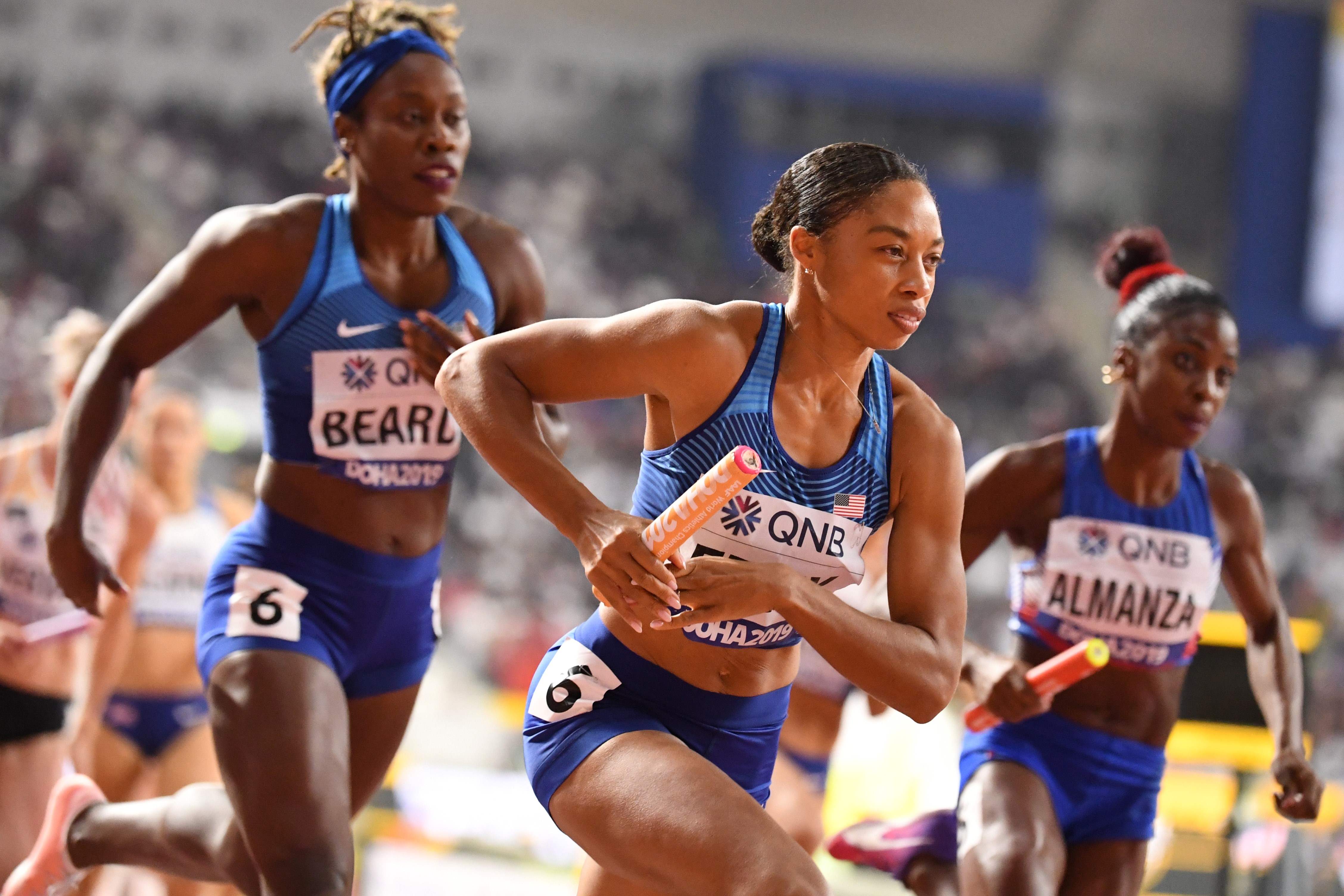 Allyson Felix logró su medalla 18 en mundiales de atletismo. (Foto Prensa Libre: AFP)