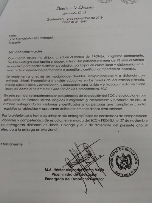 Juez da permiso a hijo de Jimmy Morales para entregar diplomas del Mineduc en EE. UU.