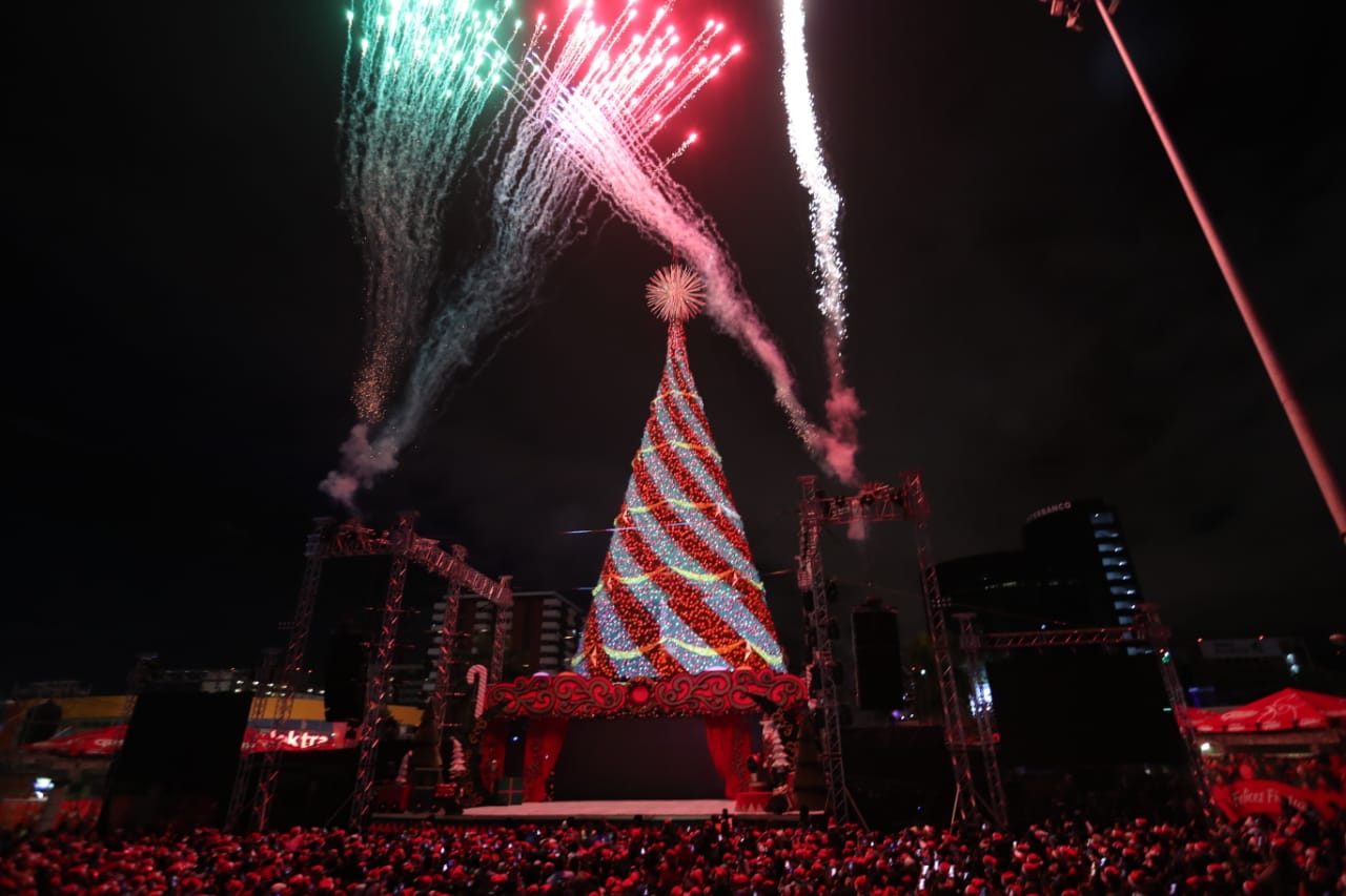 Un show de mapping sobre el Árbol Gallo fue la previa a la inauguración oficial. (Foto Prensa Libre: Keneth Cruz)