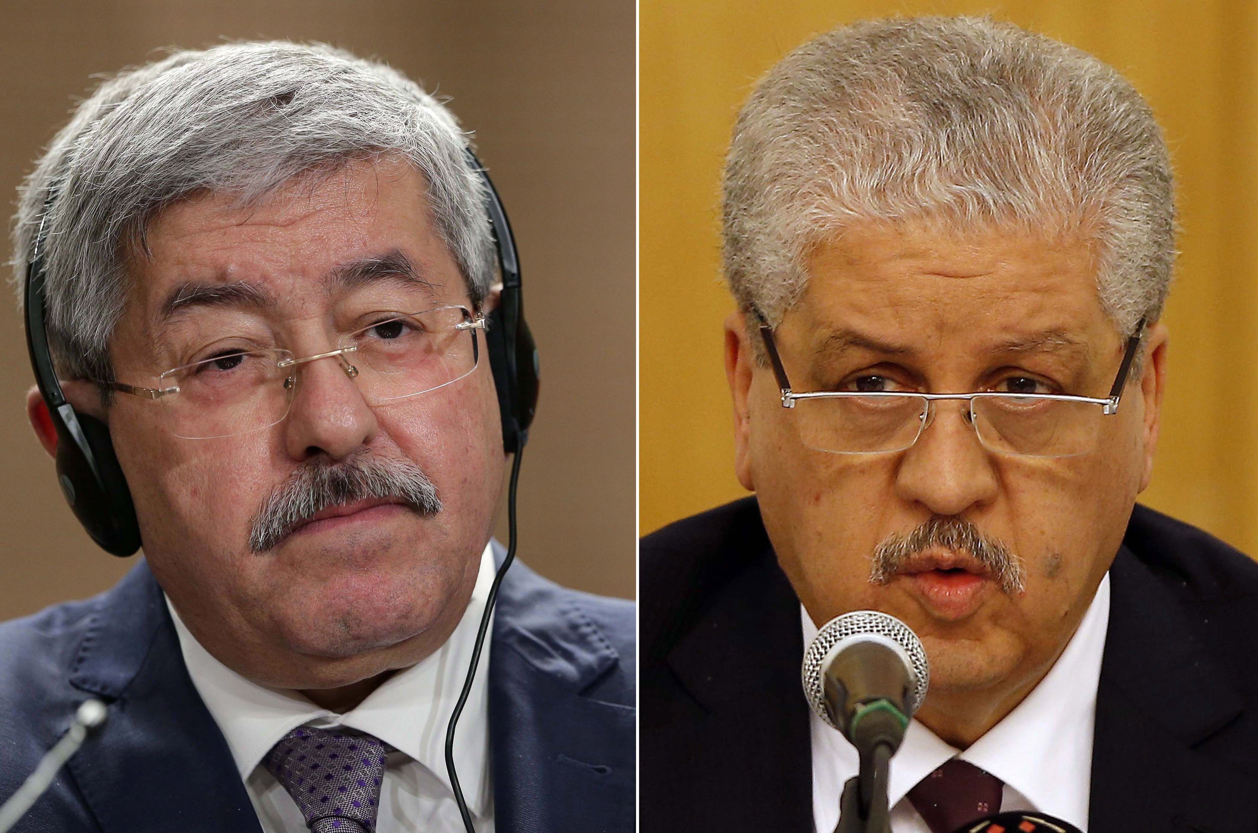 Los exprimeros ministros de Argelia Ahmed Ouyahia (Derecha) y Abdelmalek Sellal. (Foto Prensa Libre: EFE)