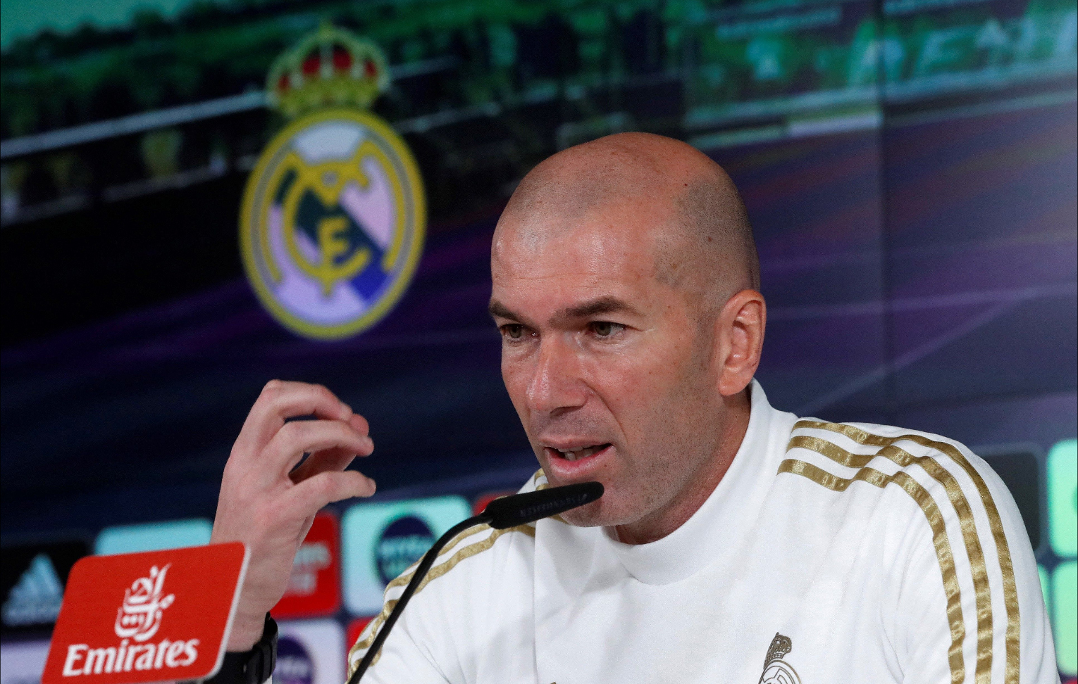  El entrenador francés del Real Madrid, Zinedine Zidane, durante la rueda de prensa previa al partido de la décimo octava jornada de LaLiga Santander que disputará este domingo ante el Athletic de Bilbao en el Estadio Santiago Bernabéu. EFE