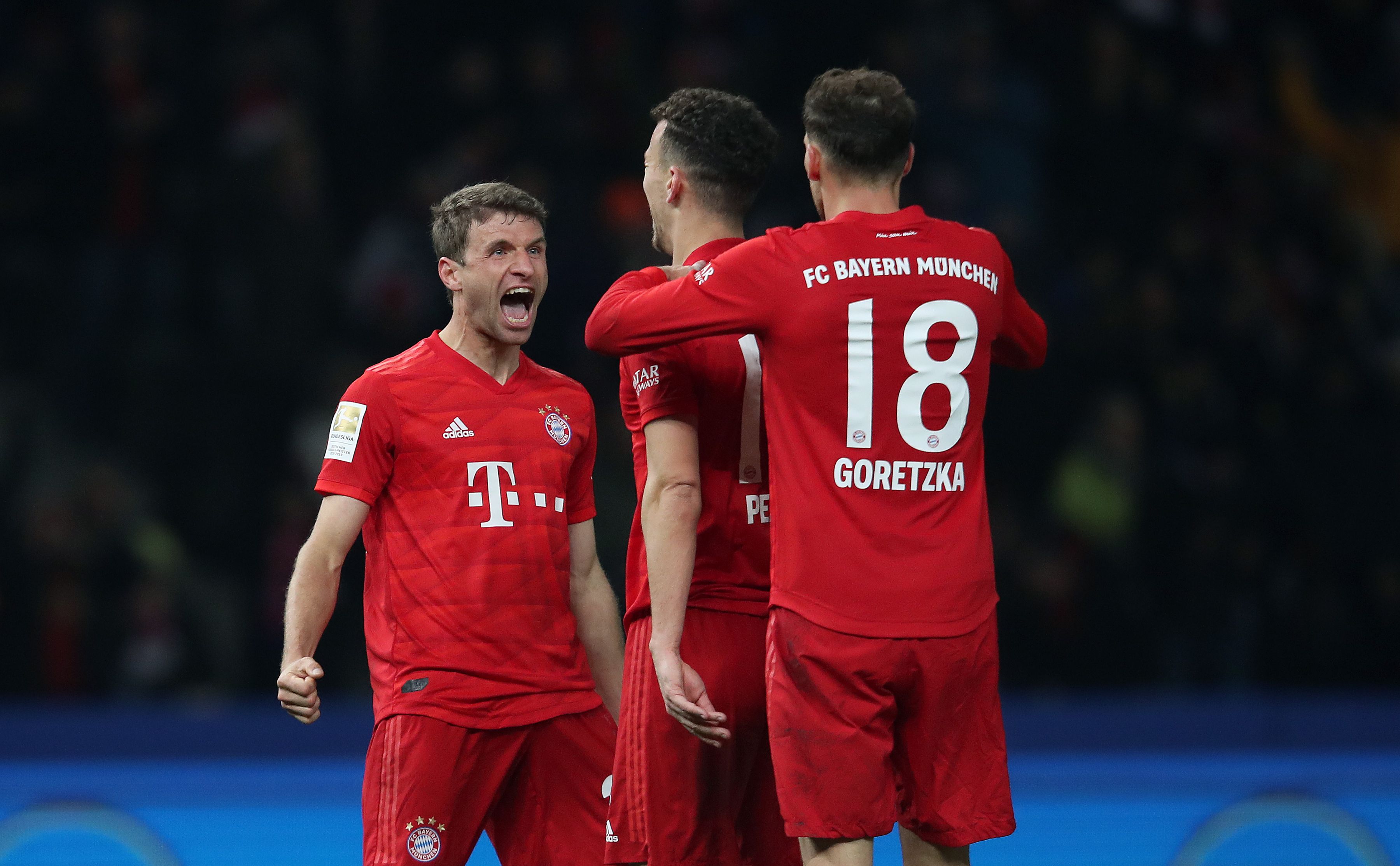 Jugadores del Bayern Munich celebran el triunfo de su equipo. (Foto Prensa Libre: AFP)