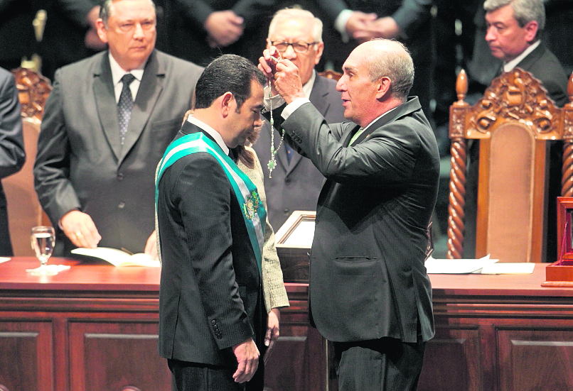 La Gran Sala Efraín Recinos del Centro Cultural Miguel Ángel Asturias, fue el escenario donde Jimmy Morales asumió como el presidente. (Foto Prensa Libre. Hemeroteca PL